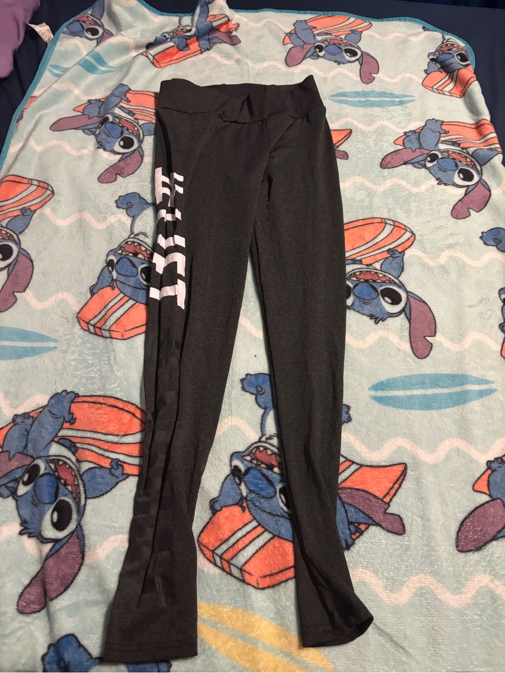 ' Black Athletic Leggings with White Side Logo